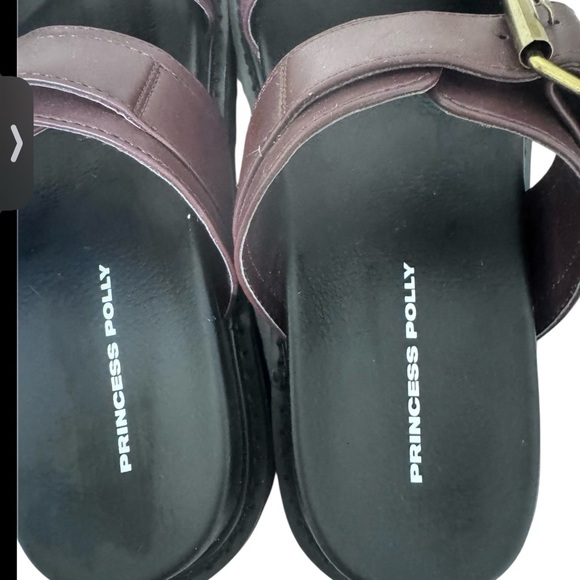 Princess Polly Brown Sandals with Gold Buckles - Picture 6 of 7